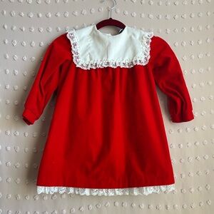 My Very Own Vintage Girl’s Velvet Lace Detail Long Sleeve Dress Sz 6